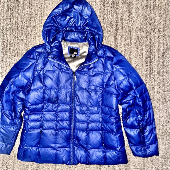 A.N.A Women's Fleece Fur Lined Down Full Zip Puffer Hooded Jacket in Blue - Picture 7 of 14